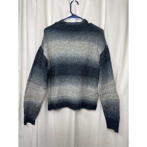Apt 9 knit top sweater women's size medium gray blue stripe mock turtleneck - Picture 5 of 15